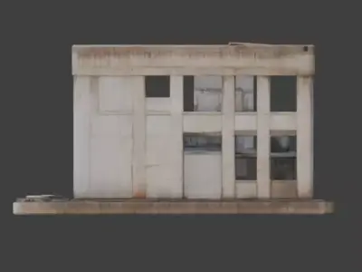 Ruined Industrial Concrete Warehouse Factory 3D Model Low-poly 3D model