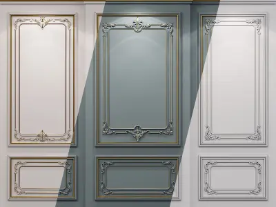 Wall molding 21 Boiserie classic panels Low-poly 3D model