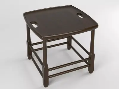 Magrini stool with wooden seat 3D model