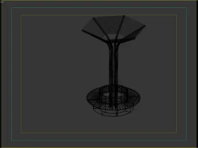 Modern Tree-Inspired Outdoor Seating with Canopy 3D model