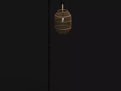Modern Rattan Floor Lamp Low-poly 3D model