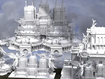 Cyberpunk Victorian towers Kit bash  3D model