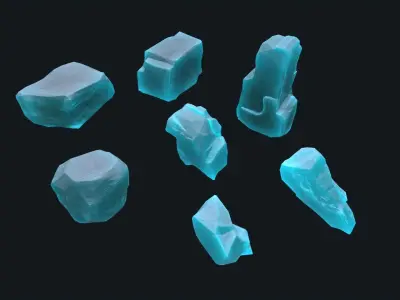 Ice Rocks Set Low-poly 3D model