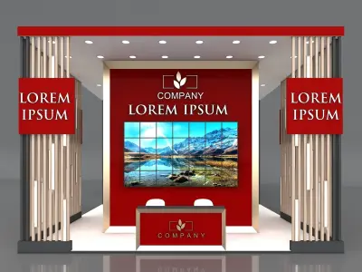 3D Exhibition Booth Stand Stall 16x7m Height 500 cm 3 Side Open 3D model