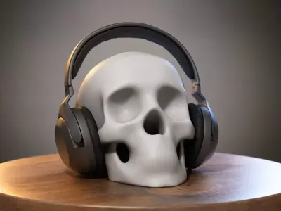 Robot Skull Headphone Stand Cyborg Headset Stand 3D print model