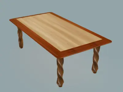 Spiral legs dining table Low-poly 3D model