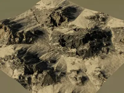 RealisticMountain Slippage 3D Terrain Environment PBR Low-poly 3D model
