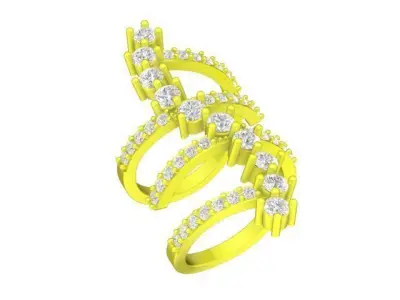 Modern Zigzag Diamond Multi Band Ring 3D Model 4807 3D print model