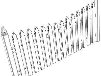 Gothic Spaced Picket Fence 3D model
