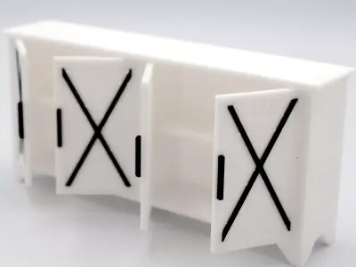 Living room cabinet with functional doors and shelves  3D print model