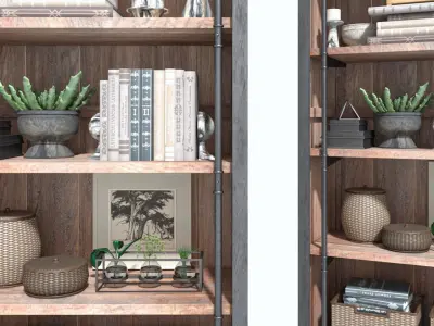 style Industrial bookshelf bookcase 3D model