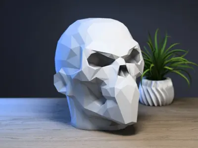 Low-poly Skull Headphone Stand 3D print model
