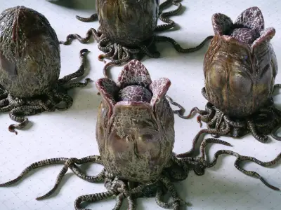 Alien Eggs 4 Variants plus Nests and Tendrils - 3D Asset Kit PBR Low-poly 3D model