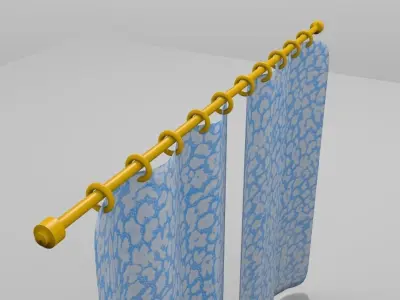 Curtains double simulations Low-poly 3D model