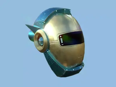 SciFi Helmet 05 - Blue Gold Iron - Character Design Fashion Low-poly 3D model