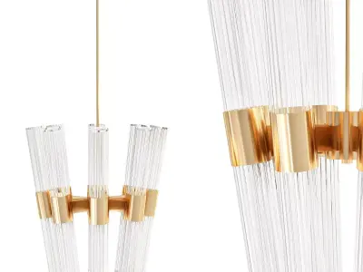 Dixie 14 Light Chandelier with Burnished Brass 3D model