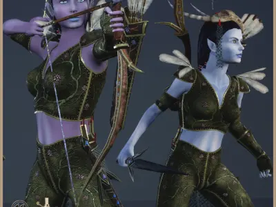 Elven Hunter Light Version Low-poly 3D model