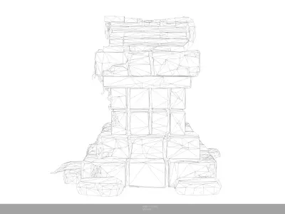 Stylized Stone Pedestal with Magic Book - AI Low-poly 3D model