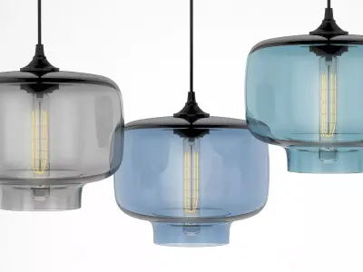 Pendant Set modern glass light 3D model