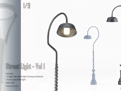 Street Light Set- Vol 01 Low-poly 3D model