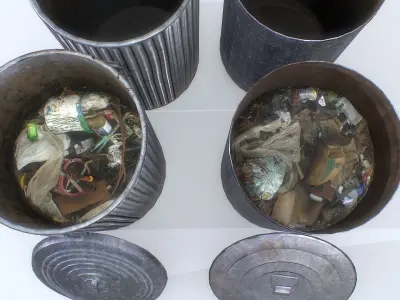 Trashcan pack PBR Low-poly 3D model