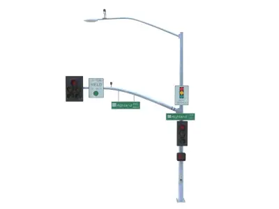 Street Light with Traffic 09 Low-poly 3D model
