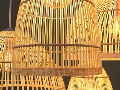 Rattan Lighting Set 4 3D model