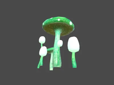 Fantasy Mushroom H04 Green - Scene Backdrop Design Low-poly 3D model