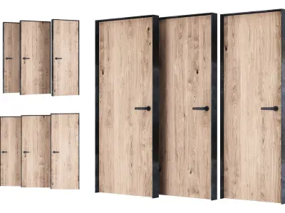 Wooden Door Set V1  3D model
