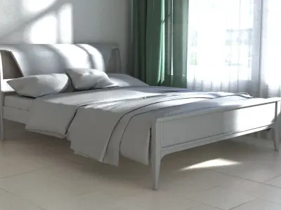 Mid Century Bed Low-poly 3D model