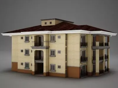 Modern Tropical Latin Mexican Beach Tower Hotel Hacienda medium 3D model