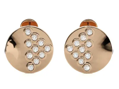 Side with Circle Light wt Pendant Earrings Set 3dm stl renders 3D print model