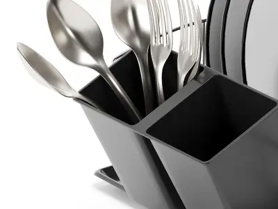 TOWER Essentials Dish Rack With Tray 3D model