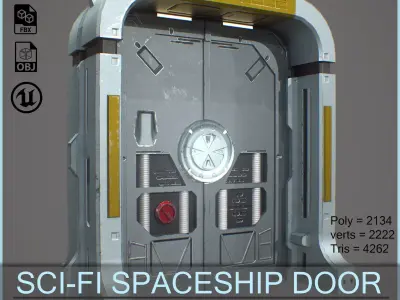SciFi SpaceShip Door GameReady Low-poly 3D model