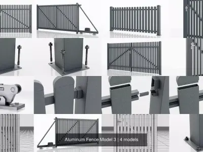Aluminum Fence Model 3 3D Model Pack