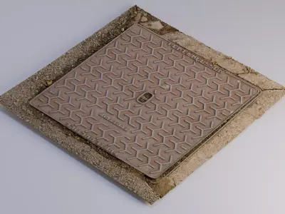 Squared manhole -02- High-poly and Low-poly 3D model