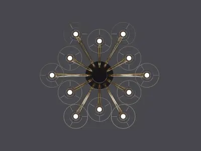 Tiepolo 12 Lights Fume Glass Chandelier 3D model