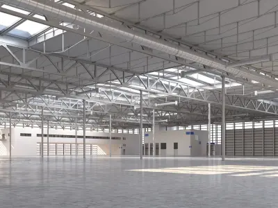 Warehouse 3 empty industrial 3D model