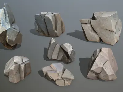 Rock Set Low-poly 3D model 52