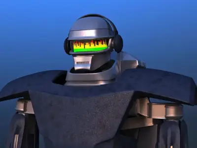 Futuristic Guitar Player Robot 3D model