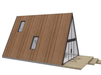 A-Frame Cabin Modern Wooden House 3D Model for Archviz and Games 3D model