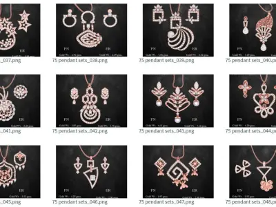 75  Italian High Jewelry Pendant earrings set 3D print model