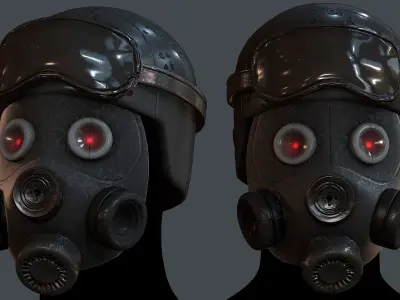 Gas mask helmet 3d model scifi Low-poly Low-poly 3D model Low-poly 3D model