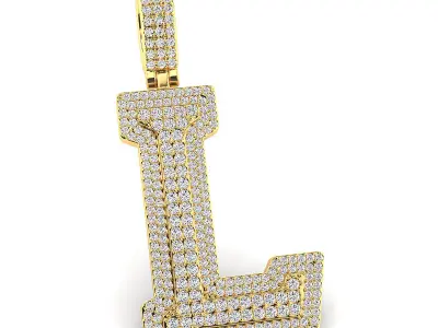 Alphabet Latter L Diamond Pendent 3D print model