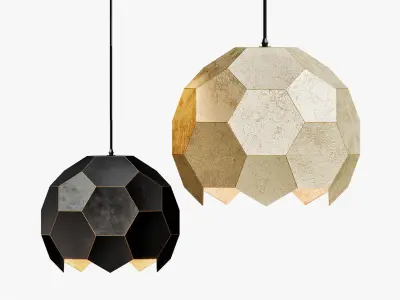 Polyhedron Pendant Antique Gold And Black 3D model