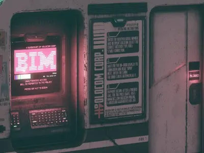 Cyberpunk Holocom Booth Low-poly 3D model