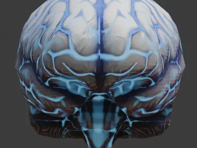 Stylized Cybernetic Brain Low-poly 3D model