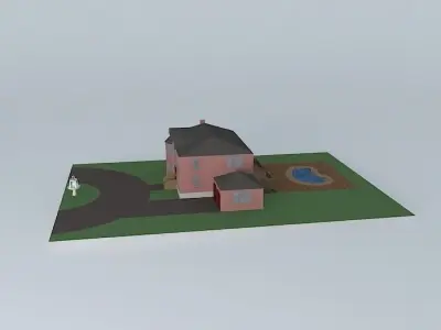 Light Red Brick Mansion Free 3D model