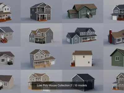 Low Poly House Collection 2 3D Model Pack
