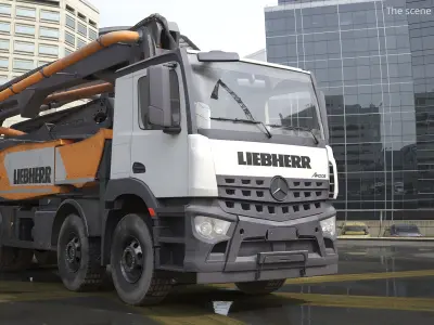  Mercedes Liebherr Concrete Pump Truck Yellow Dirty 